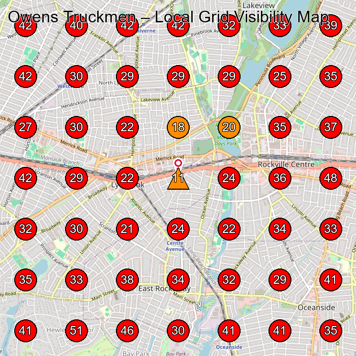 Owens Truckmen GeoGrid visibility map for Logistics Service in Valley Stream